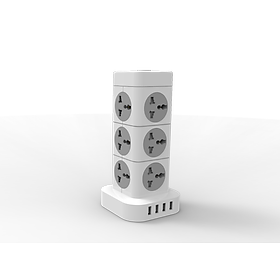 Ổ điện đa năng shoptida hình tháp nhiều tầng T8/ T12 chịu tải 3600W, an toàn chống cháy chống giật, dây dài 3m và 4m