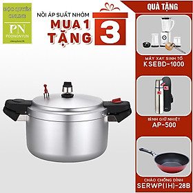 Mua Nồi áp suất nhôm PN HCAPC-39 Tặng Máy xay sinh tố KSEBD-1000 + Bình giữ nhiệt AP-500 + Chảo nhôm từ tính SERWP(IH)-28B - Hàng chính hãng