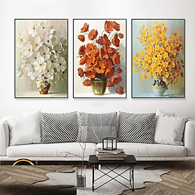 Mua Bộ 3 tranh treo tường trên nền canvas hoa đẹp trang trí phòng khách và phòng ngủ nhiều kích cỡ Tipo_0307_SS