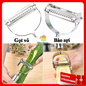 Mua Nạo Rau Củ Quả  Gọt Trái Cây  Dụng Cụ Bào Sợi Thép Không Gỉ Inox 304 Cao Cấp Đa Năng 3 In 1 Tiện Lợi - Loại Tốt