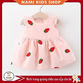 Váy đầm bé gái thêu dâu tây dễ thương cho bé hàng QCCC