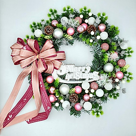 Mua Vòng Hoa Trang Trí Noel D53 size 40cm Tặng Kèm Đèn Vòng Nguyệt Quế Giáng Sinh