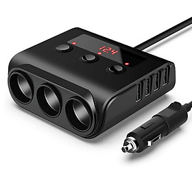 Bộ chia tẩu cắm sạc trên ô tô TR12 - Hàng cao cấp (Tặng kèm 02 gương cầu lồi gắn gương chiếu hậu)