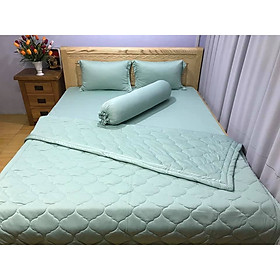 bộ ga thun lạnh Hàn Quốc cao cấp 4 món màu xanh matcha