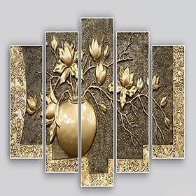 Mua Bộ 5 - Tranh treo tường - Trang trí phòng khách/Bình hoa 3D/Gỗ MDF Hàn Quốc/Chống ẩm mốc  mối mọt T3M-25273