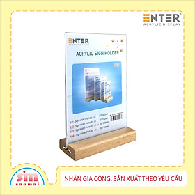 Kệ mica 2 mặt Enter E42 150x210mm đế gỗ A5 đứng