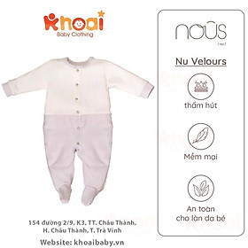 Bộ bodysuit Nous có tất ghi nhạt trắng newborn - Chất liệu Nu Velours 95% cotton thiên nhiên