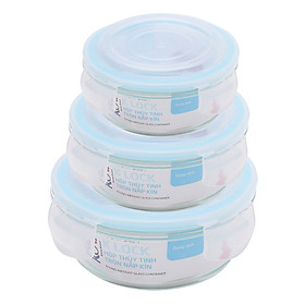 Mua Bộ 3 Hộp Thủy Tinh Tròn KOVA (950 + 650 + 400 ml)