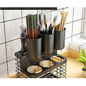 Ống Đũa Inox 304 GAGI Mã GD01 Cao Cấp Không Gỉ Sét, Có Thể Để Bàn Hoặc Treo Tường 2 in 1, Khay Hứng Nước Inox Thẩm Mỹ Và Dễ Dàng Vệ Sinh
