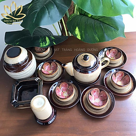 Mua Bộ Ấm Chén Trà Hoả Biến Bát Tràng Cao Cấp HBT24 Đủ Bộ Phụ Kiện