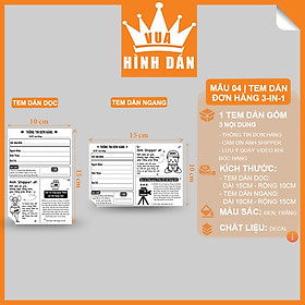 Set 50/100 tem / sticker / decal 15x10cm 3 in 1: Cám ơn khách, Gửi Shipper, mã đơn hàng, lưu ý khách khi mở hàng - dành cho shop (1.001)