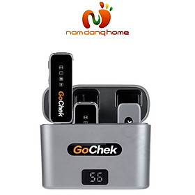 Mua Micro thu âm không dây GoChek D02 Ultra - Microphone hai người kèm dock sạc  phù hợp thiết bị hệ điều hành IOSS tích hợp màn hình LCD hiện thị dung lượng pin thông minh - Hàng nhập khẩu
