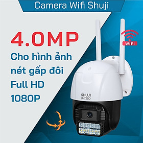 Camera Wifi không dây SHUJI UH725D - Ban đêm có màu - Báo động hụ còi bật đèn khi có trộm đột nhập - 4.0MP cho hình ảnh đẹp gấp đôi Full HD1080 - Hàng chính hãng
