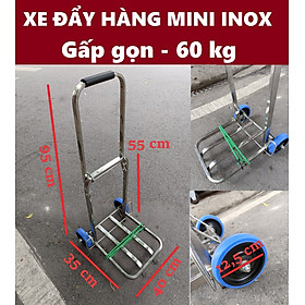 Mua Xe đẩy hàng inox mini 2 bánh xếp gọn tải 60kg