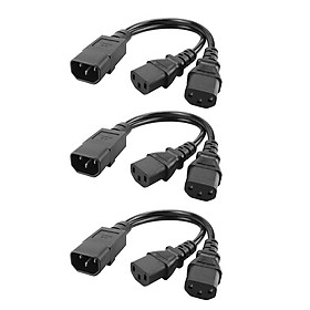 3Pieces IEC320-C14 To 2C13 Power Adapter Cord Male To Female PDU/UPS Server