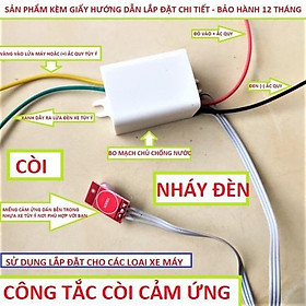 Công tắc cảm ứng xe máy xuyên nhựa 2n1 siêu nhạy cho đèn , còi , đề xe , mạch passing 3s