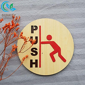 Bảng Gỗ Treo Cửa Chữ Push and Pull - Kích Thước 15x15 cm - 