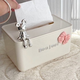 Mua Hộp Đựng Giấy THỎ NƠ HỒNG Cao Cấp Gấu Bạc Phong Cách Bắc Âu Sang Trọng free ship