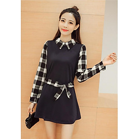 Đầm dài tay suông kèm dây cột eo DV23