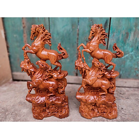 Mua Tượng con ngựa song mã uyên ương bằng gỗ hương đá kt 30×12×7cm
