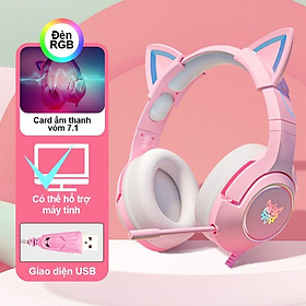 Mua ONIKUMA X11 tai nghe chơi game chụp tai màu hồng với tai mèo có thể tháo rời dành cho PS5  PS4  Xbox  Hàng chính hãng