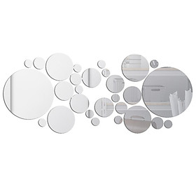 30PCS Mirror Wall Decals Round Circle Wall Stickers Removable Acrylic Decorative Mirror DIY Home Decorations for Bedroom Bathroom Living Room