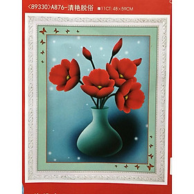 Mua Tranh thêu chữ thập Bình Hoa Khoe Sắc A876-48x59cm