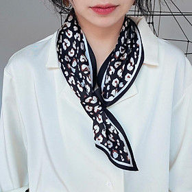 Khăn lụa thắt kiểu thời trang trẻ trung họa tiết hoa sơn mài AKL24 (chọn mầu)