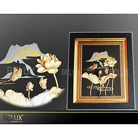 Mua Tranh hoa sen để bàn dát vàng 24k 25 x20cm