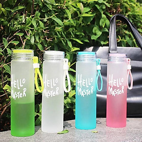 Combo 2 Bình Nước Thủy Tinh Dây Xách Hello Master 480ml Màu Ngẫu Nhiên