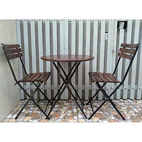 Mua Bộ bàn tròn cafe xếp chân sắt ( 1 bàn + 2 ghế )