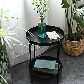 Mua Bàn trà tròn nhỏ gọn 2 tầng gấp gọn bằng kim loại - Bàn trà chanh  Bàn tròn để góc sofa decor phòng khách  trang trí ban công đẹp