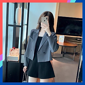 Áo blazer nữ dáng croptop dài tay Áo vest công sở nữ mùa đông dáng ngắn chất liệu tuyết mưa 2 lớp sang trọng thanh lịch