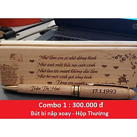Hộp  Bút Gỗ Khắc Tên Tặng Ngày 20/10