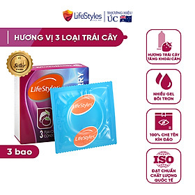 Bao Cao Su LifeStyles Mixed Berry Hương Dâu 3 Mùi Cao Cấp Hộp 3 bao