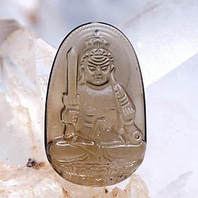 Mặt dây chuyền Bất Động Minh Vương Thạch Anh Khói (Smoky Quartz) tự nhiên - Phật Độ Mạng cho người tuổi Dậu - PBMSMO07 (Mặt kèm sẵn dây đeo)