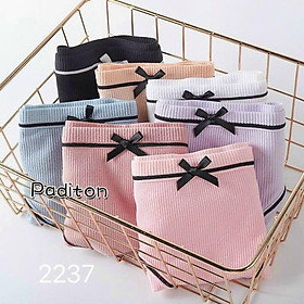 Quần lót nữ, quần lót cotton gân tăm kháng khuẩn thoáng mát phối viền đen đính nơ xinh