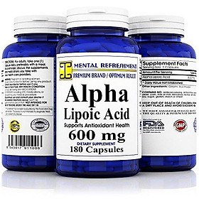 Mental Refreshment: Alpha Lipoic Acid 600mg 180caps (1 Bottle)