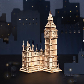 Đồ chơi lắp ráp bằng gỗ 3D Mô hình Đồng hồ BIG BEN Kèm đèn LED Quà tặng