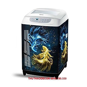 Giấy decal dán 3D máy giặt - tủ lạnh mini CÁ TIÊN SONG BÍCH