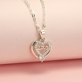 Dây chuyền bạc nữ, vòng cổ bạc nữ hình trái tim đính đá đẹp tinh tế DCN0379