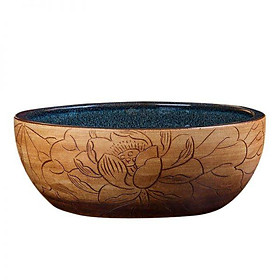 Mua Chậu lavabo rửa mặt chất liệu sứ họa tiết giả gỗ điêu khắc phong cách cổ điển - Chậu sứ mỹ thuật mẫu mới giá tốt