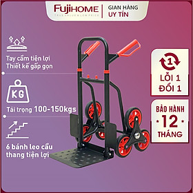 Xe đẩy hàng leo cầu thang 6 bánh Nhập Khẩu Nhật Bản Fujihome 150kg, xe kéo hàng leo cầu thang gấp gọn siêu thị đa năng stair trolley