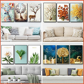 Bộ 3 Tranh Treo Tường Canvas Tranh Phòng Khách In 3D Kích Thước 40x60cm Siêu Bền Siêu Đẹp