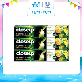 Combo 3 Kem đánh răng dạng gel sạch khuẩn Closeup Thơm Mát Tự Nhiên Dầu Quất & Thảo Dược 230g cho hơi thở thơm mát dài lâu