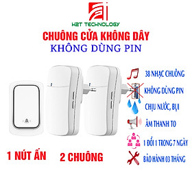 Mua Chuông cửa không dây không dùng Pin  lắp ngoài trời  chịu nước  38 nhạc chuông  âm thanh to  kiểu dáng rất đẹp  lắp đặt rất giản