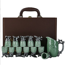 Mua Bộ Ly Trà Sứ Ngọc Phù Điêu 12 Con Giáp - kèm hộp đựng