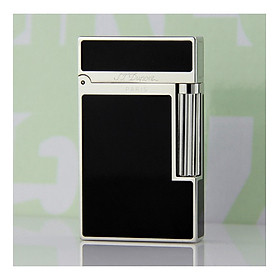 Mua Bật Lửa Ga Đá Sơn Mài Đen Viền Bạc D-230