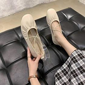 Giày búp bê gót bằng mũi vuông phong cách Hàn Quốc nữ tính