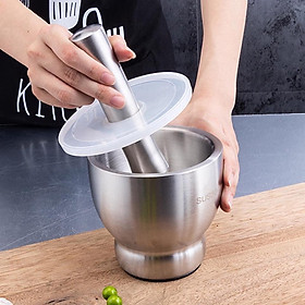Mua BỘ CỐI CHÀY GIÃ NGHIỀN THỰC PHẨM BẰNG INOX SUS 304 - có nắp đậy